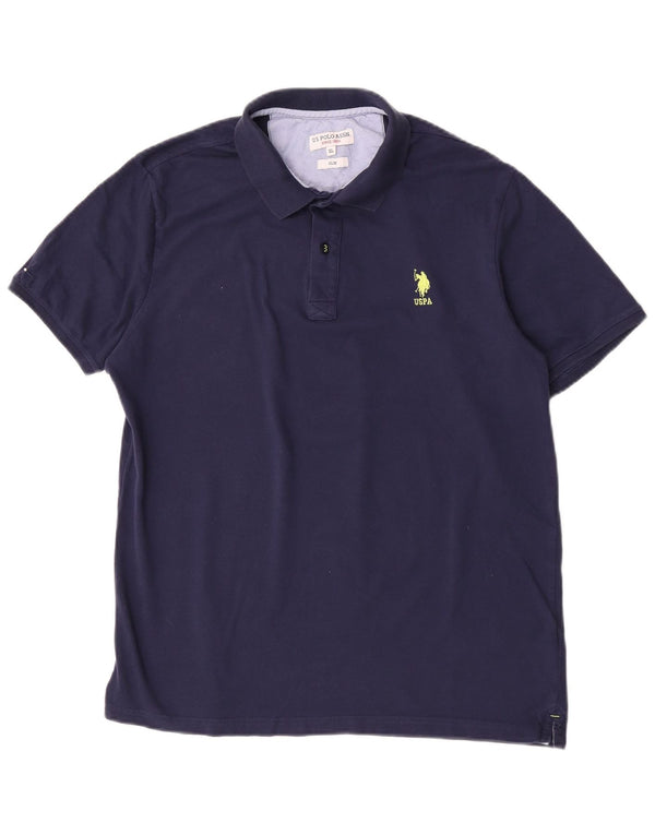 US Polo Assn. Camisa Slim Masculina XL Azul Marinho Algodão