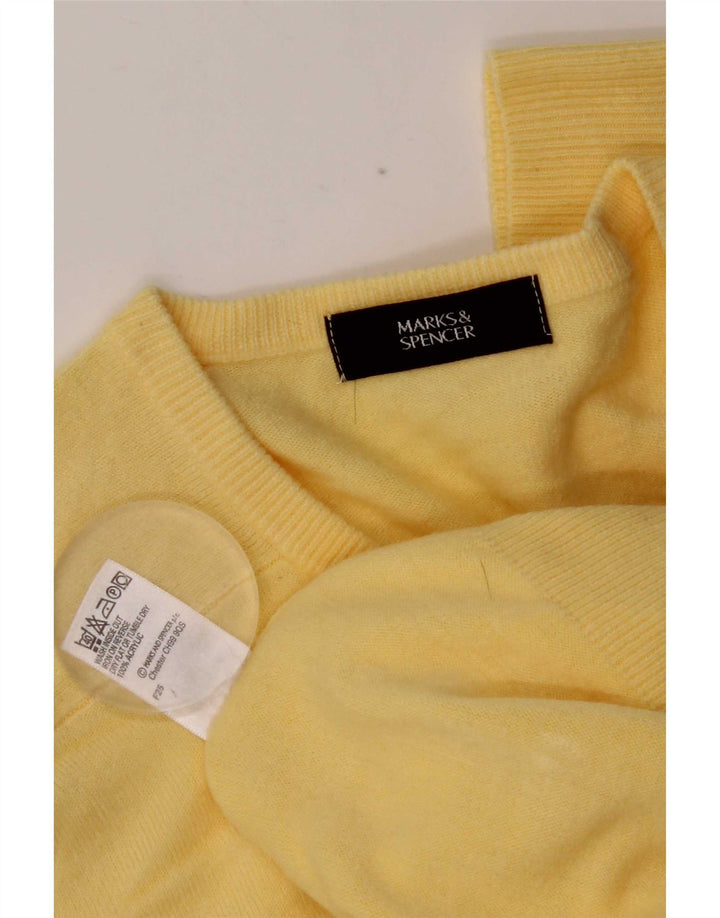 Suéter masculino Marks & Spencer com decote em V acrílico amarelo médio