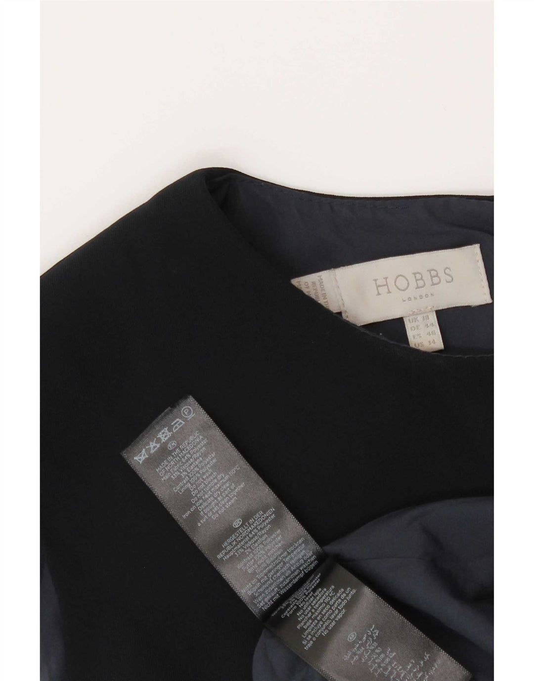 Vestido feminino Hobbs com bainha sem mangas UK 18 XL preto xadrez poliéster