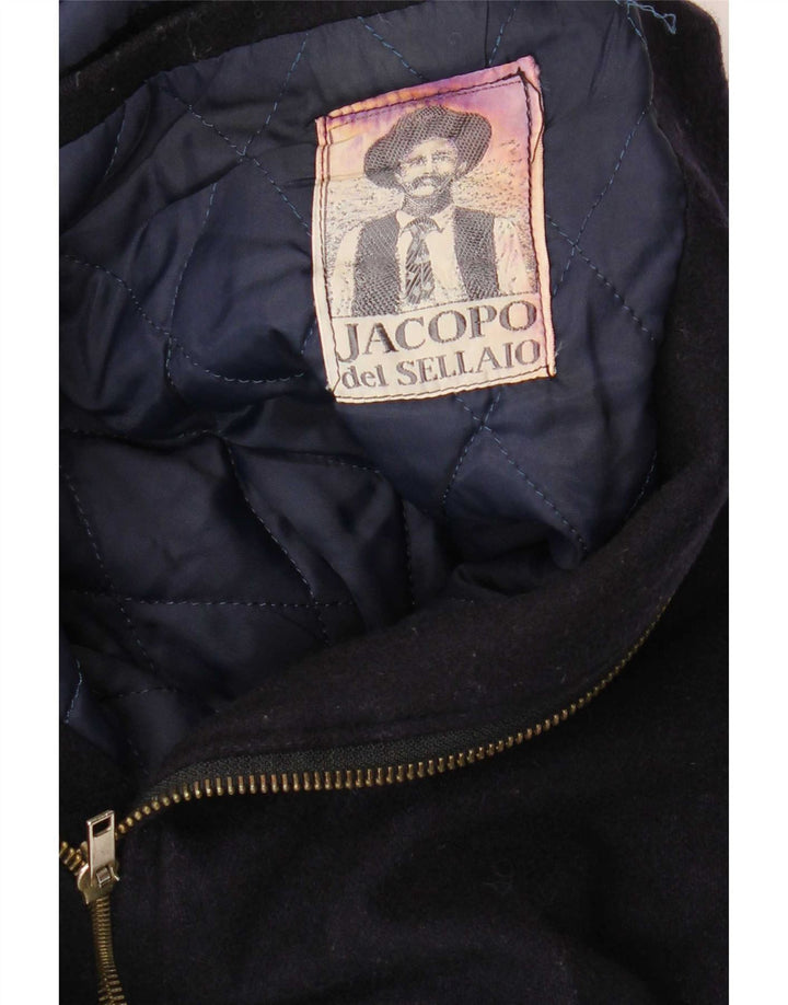 Jaqueta bomber masculina vintage UK 40 grande lã azul marinho