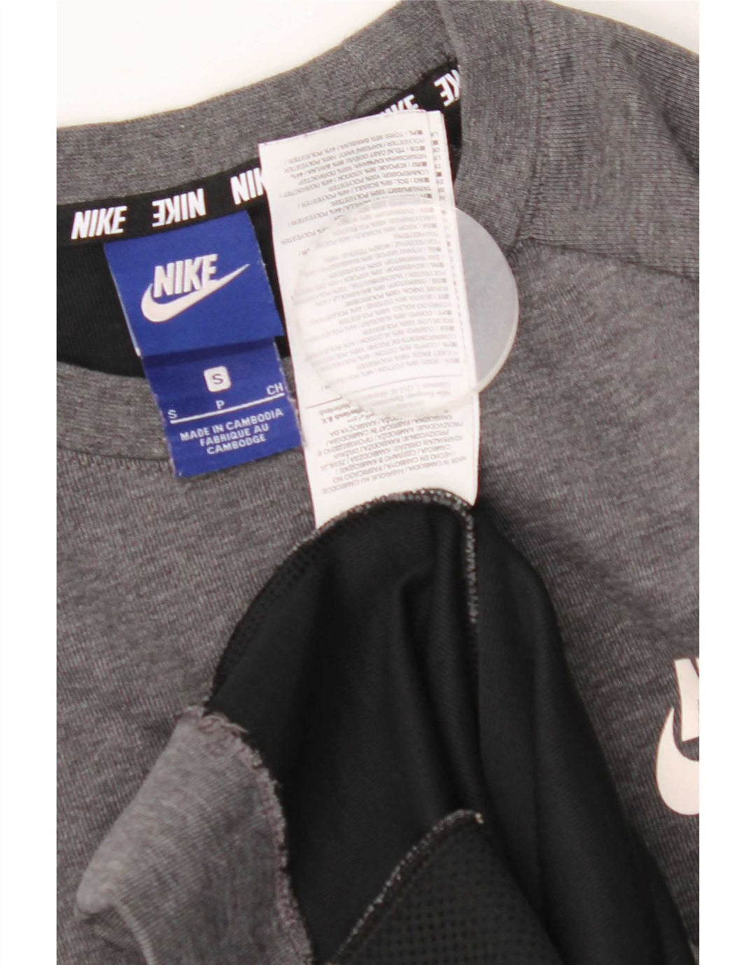 Moletom gráfico masculino Nike Jumper pequeno cinza colorblock algodão