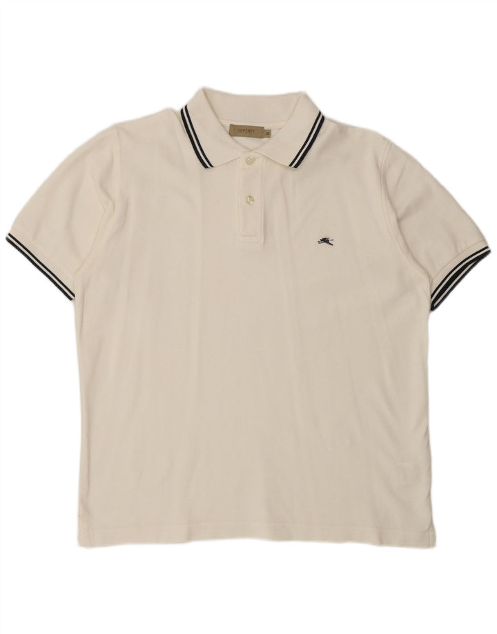 Camisa polo masculina SEVENTY de algodão branco médio