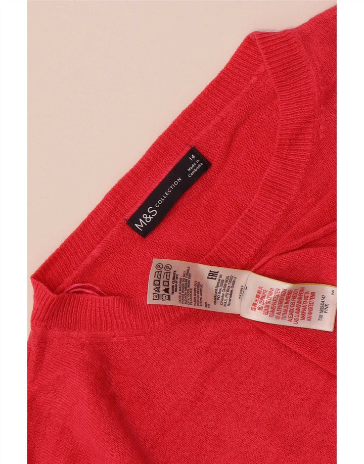 Suéter feminino Marks & Spencer com gola redonda Reino Unido 14 acrílico rosa médio