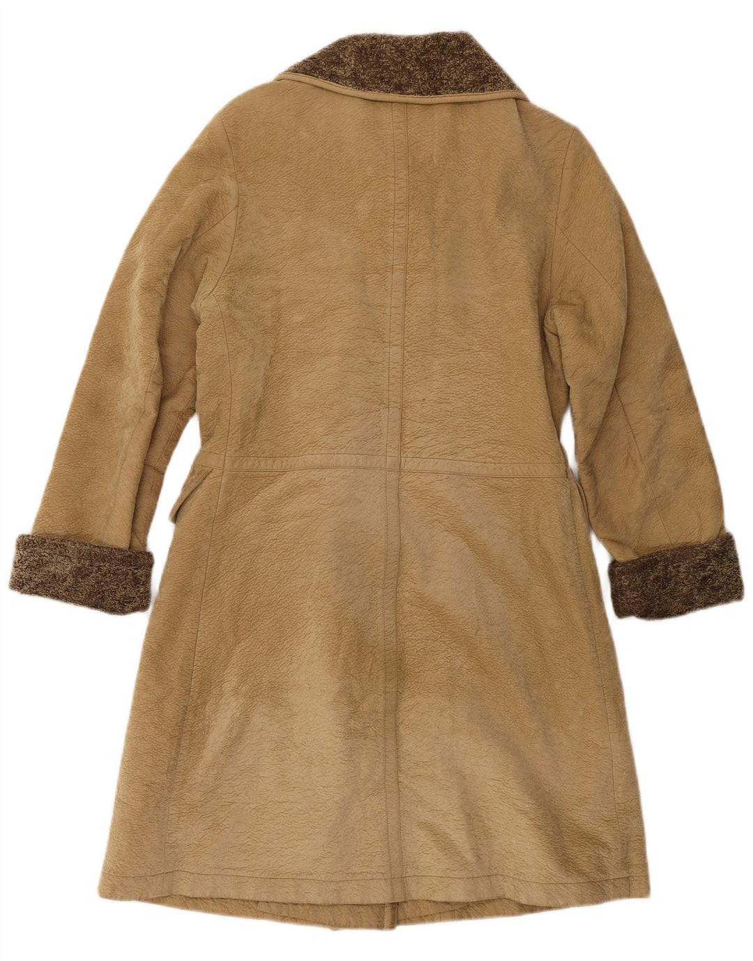 Casaco feminino de couro com peito duplo VINTAGE UK 6 XS marrom colorblock