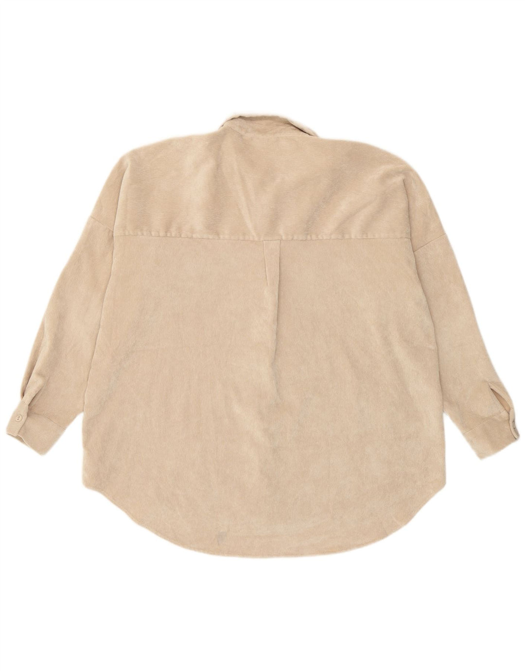 Camisa feminina de veludo cotelê Zara UK 16 grande bege