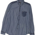 Camisa masculina Diesel grande algodão espinha de peixe azul marinho