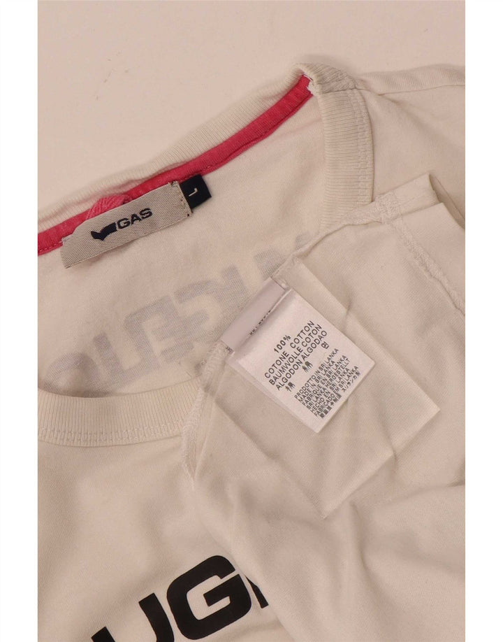 Camiseta gráfica masculina Gas Top grande de algodão branco
