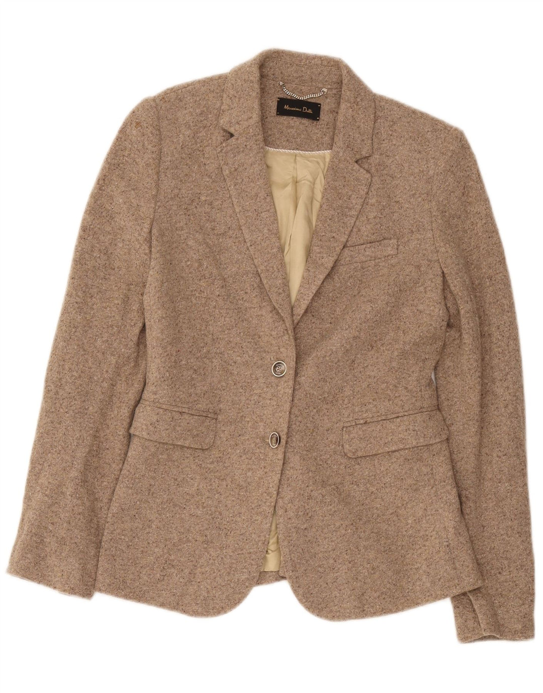 Jaqueta blazer feminina Massimo Dutti com 2 botões UE 38 pequena lã manchada bege