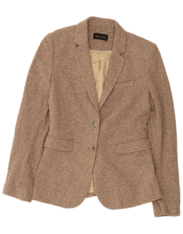 Jaqueta blazer feminina Massimo Dutti com 2 botões UE 38 pequena lã manchada bege