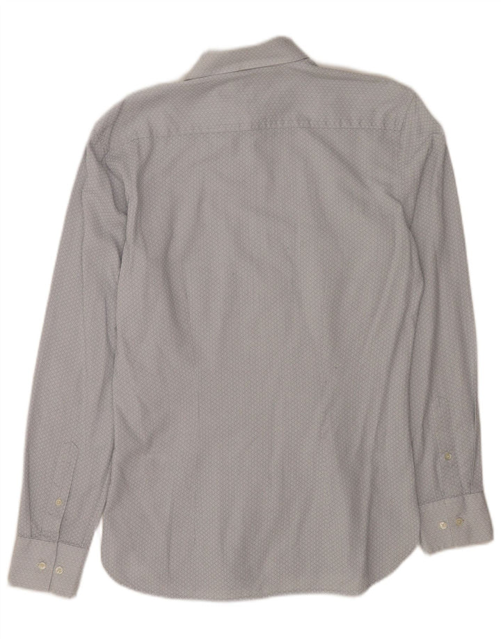 Camisa masculina Ted Baker tamanho 15 algodão geométrico azul médio