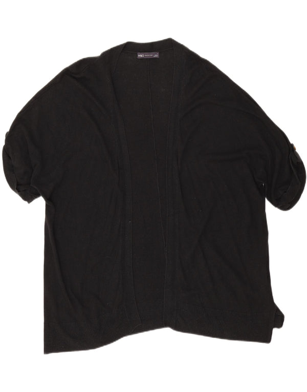 Top cardigã aberto de manga curta feminino Marks & Spencer Reino Unido 16 grande preto