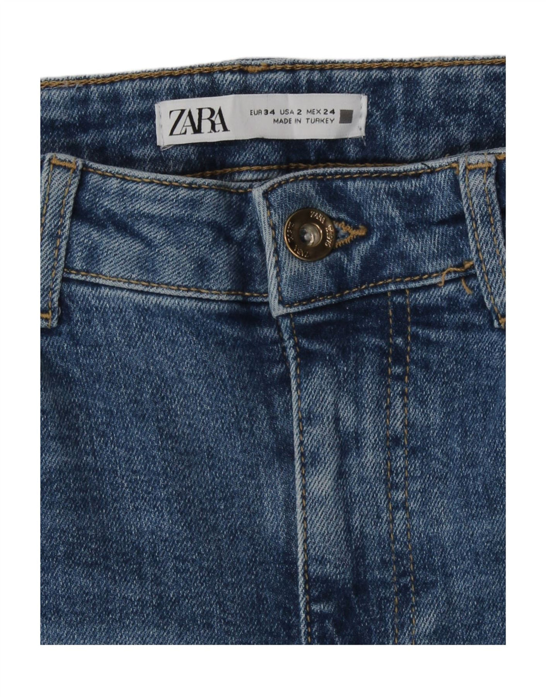 Zara Calça jeans feminina larga EU 34 2XS W24 L31 Azul