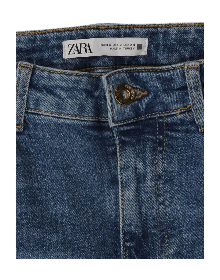 Zara Calça jeans feminina larga EU 34 2XS W24 L31 Azul