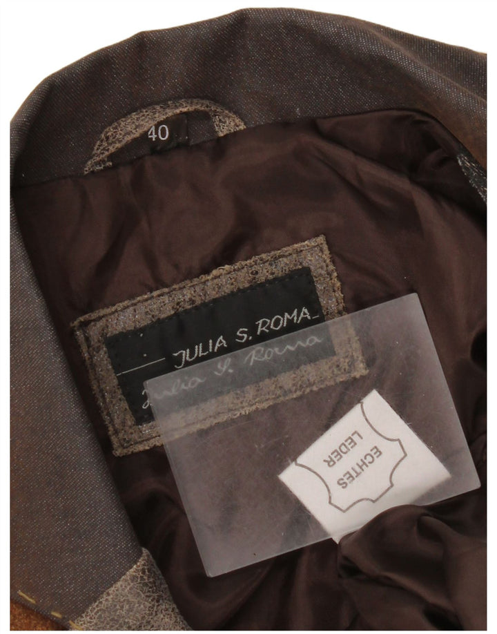 Jaqueta blazer feminina Julia S. Roma com 3 botões EU 40 patchwork marrom médio