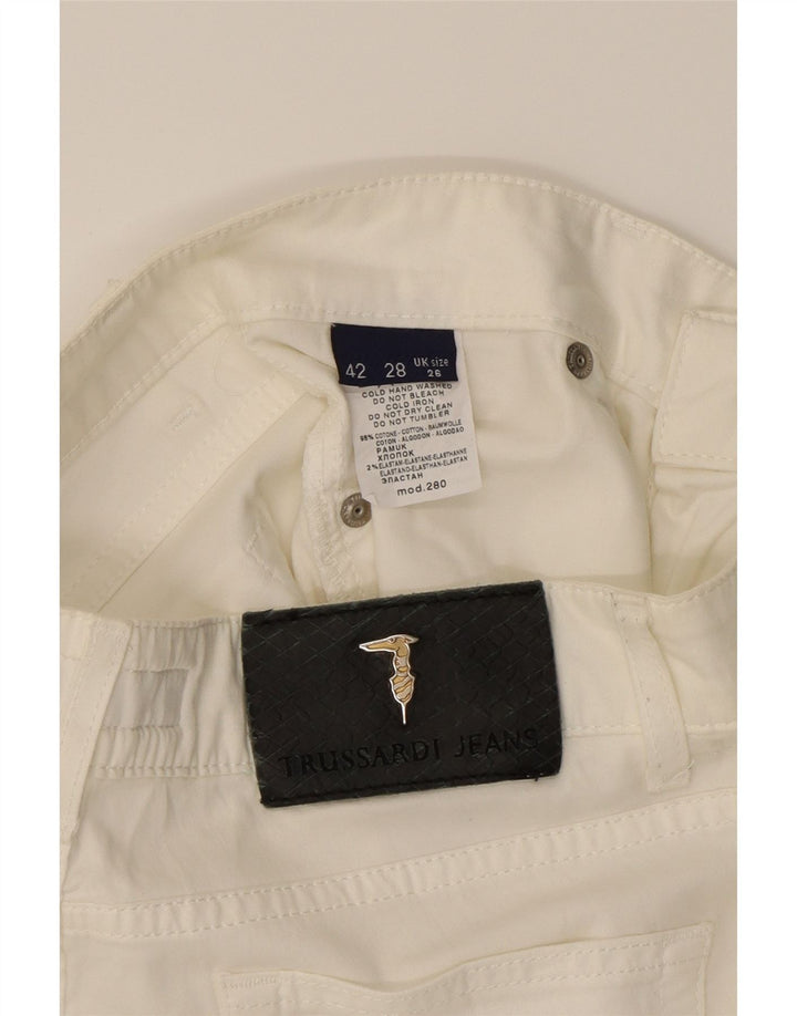 TRUSSARDI Womens Straight Casual Trousers W26 L27 Beige Cotton Vintage Trussardi and Second-Hand Trussardi from Messina Hembry 