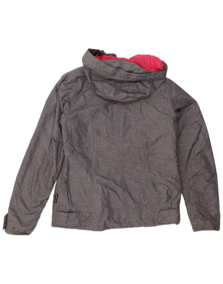 Jaqueta corta-vento feminina com capuz Jack Wolfskin Reino Unido 10 poliéster cinza pequeno