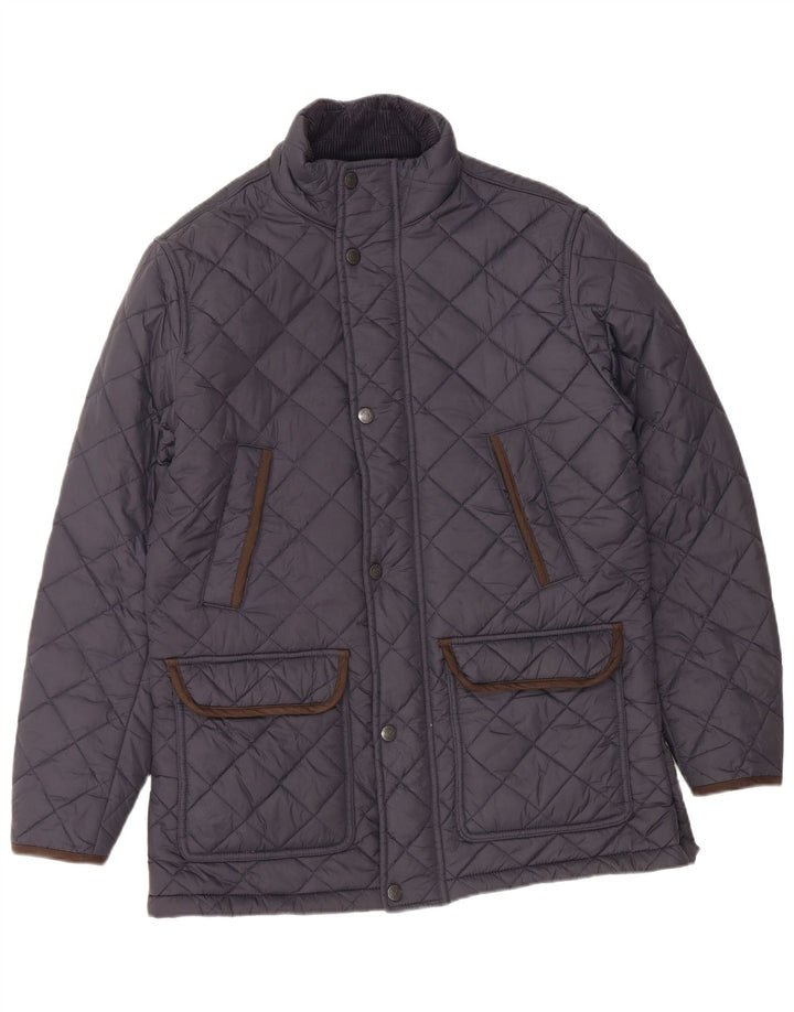 CREW CLOTHING Mens Quilted Jacket UK 38 Medium Navy Blue Nylon