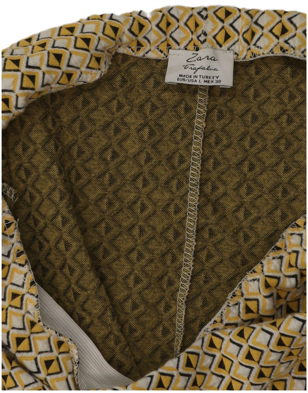 Saia lápis feminina Zara grande W30 amarelo geométrico