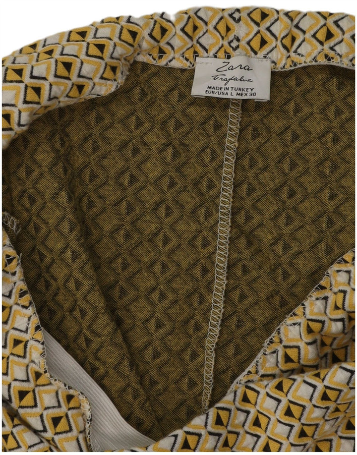 Saia lápis feminina Zara grande W30 amarelo geométrico