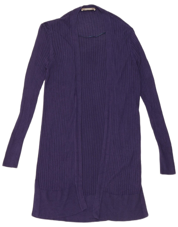 Suéter Oasis feminino oversized longline aberto cardigan Reino Unido 6 XS azul marinho