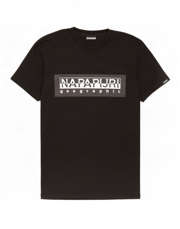 Napapijri Mens Geographic Graphic T-Shirt Top XS Black Cotton