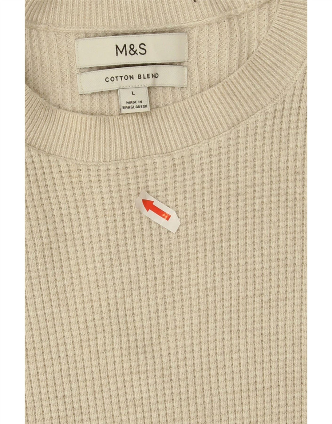 Suéter masculino Marks & Spencer com gola redonda, grande poliéster bege