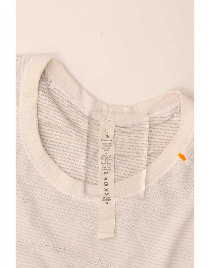 Lululemon Camiseta feminina top US 10 grande nylon branco