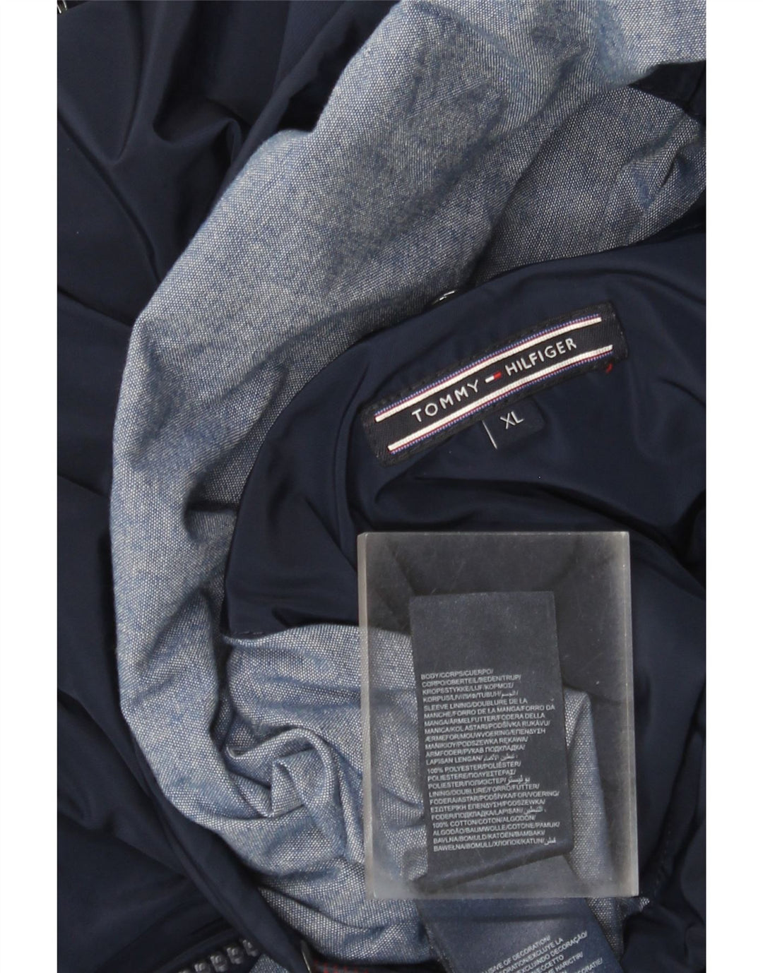 Jaqueta corta-vento masculina Tommy Hilfiger Reino Unido 42 XL azul marinho poliéster
