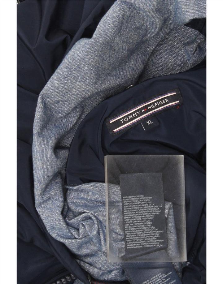 Jaqueta corta-vento masculina Tommy Hilfiger Reino Unido 42 XL azul marinho poliéster