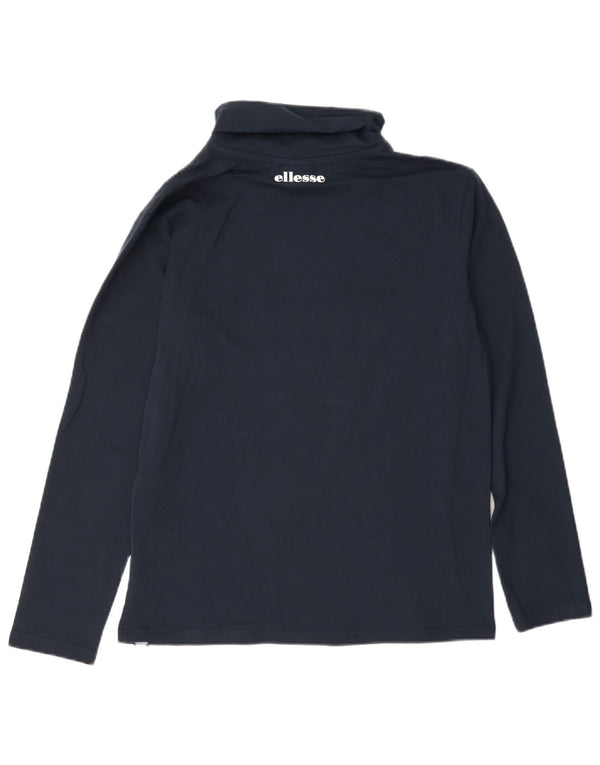 Ellesse Top feminino de manga comprida UK 16 grande algodão colorblock azul marinho