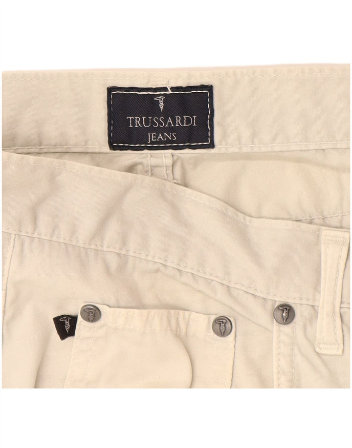 Calça masculina reta casual TRUSSARDI W35 L30 algodão branco