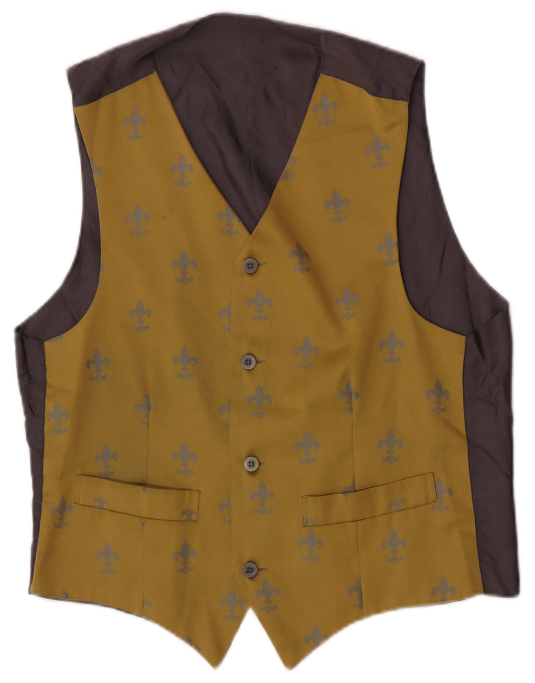 Colete vintage masculino abstrato padrão médio amarelo Ikat