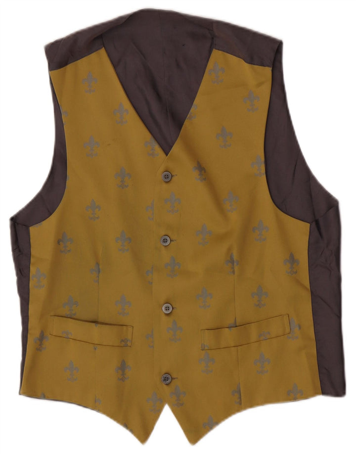 Colete vintage masculino abstrato padrão médio amarelo Ikat