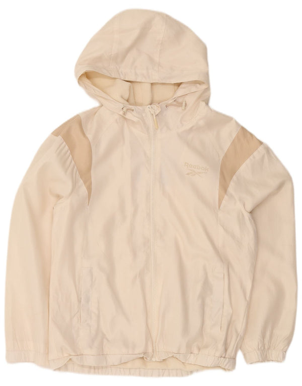 Reebok Mens Graphic Hooded Tracksuit Top Jacket UK 36 Pequeno Off White