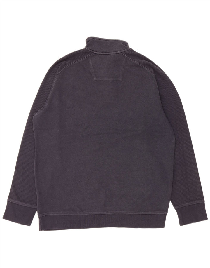 Suéter masculino Marks & Spencer com gola redonda e botão azul marinho médio