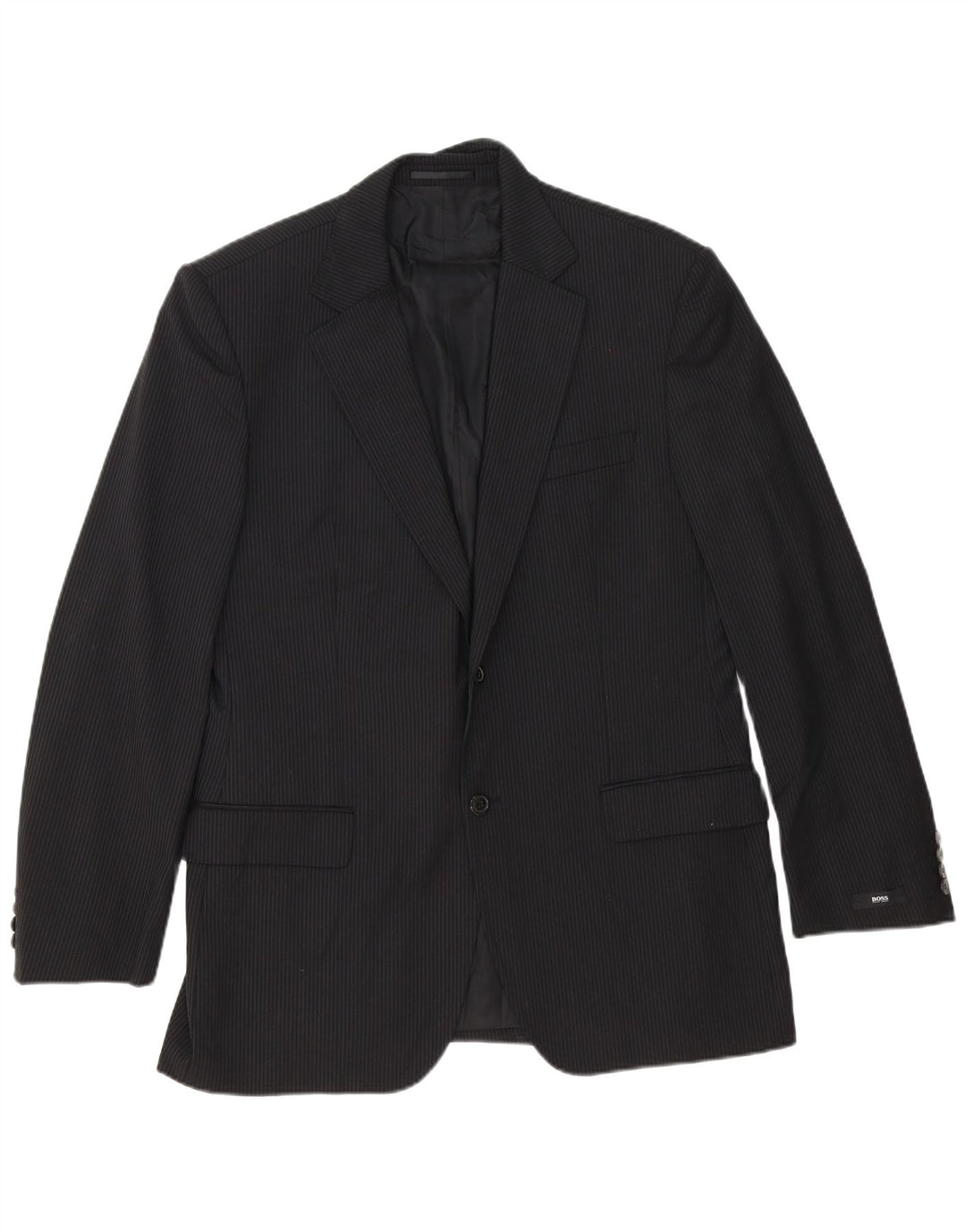 Jaqueta blazer masculina Hugo Boss com 2 botões EU 54 2XL lã virgem listrada preta