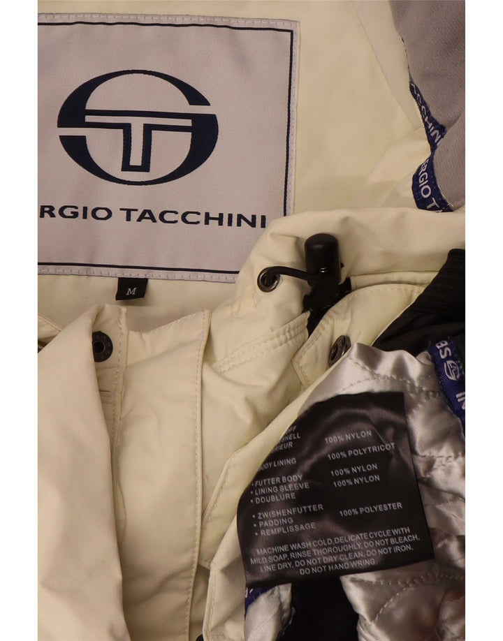 Jaqueta corta-vento masculina com capuz Sergio Tacchini médio branco colorblock