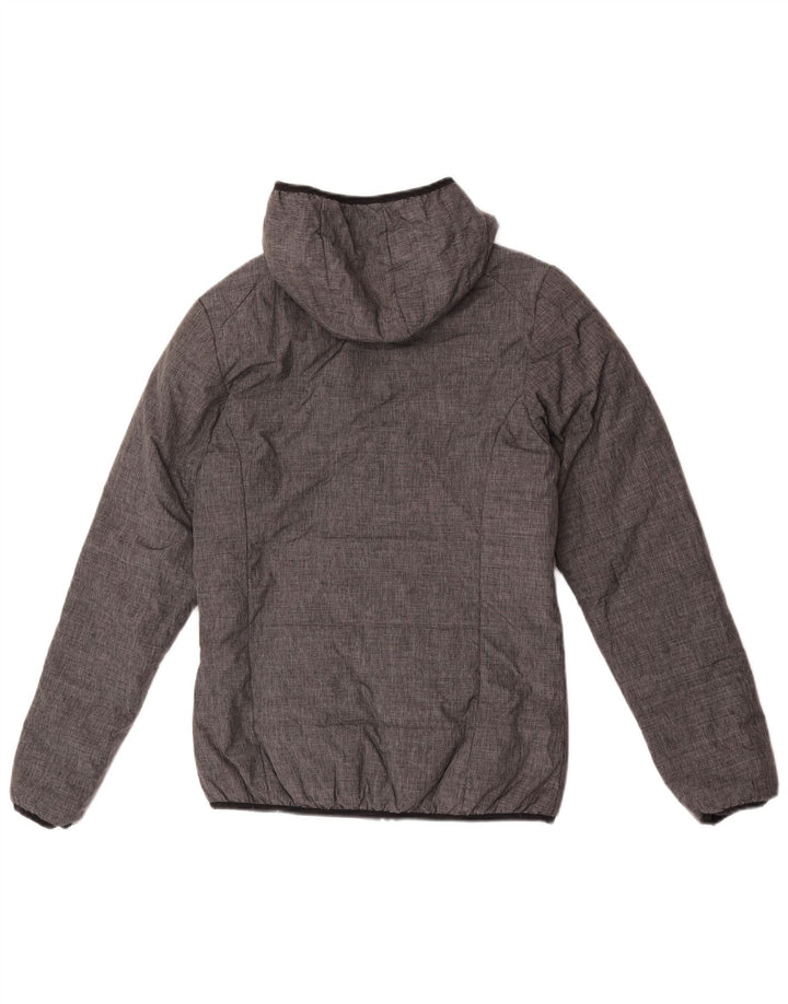 Jaqueta feminina Ellesse com capuz reversível acolchoada UK 10 pequena cinza nylon