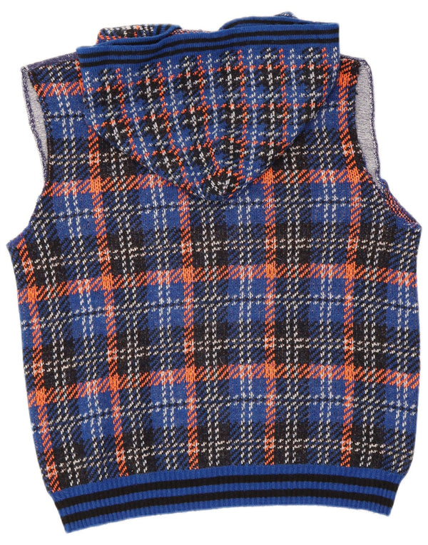 Regata feminina Benetton com capuz e colete UK 18 XL azul xadrez