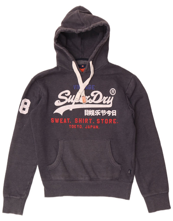 Suéter com capuz gráfico masculino Superdry pequeno algodão azul marinho