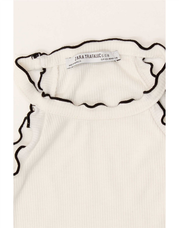 Zara Womens Crop Halter Top UK 12 Médio Algodão Branco