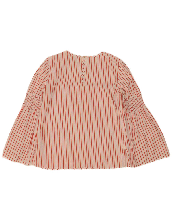 Blusa feminina de manga comprida Michael Kors UK 10 algodão listrado vermelho pequeno