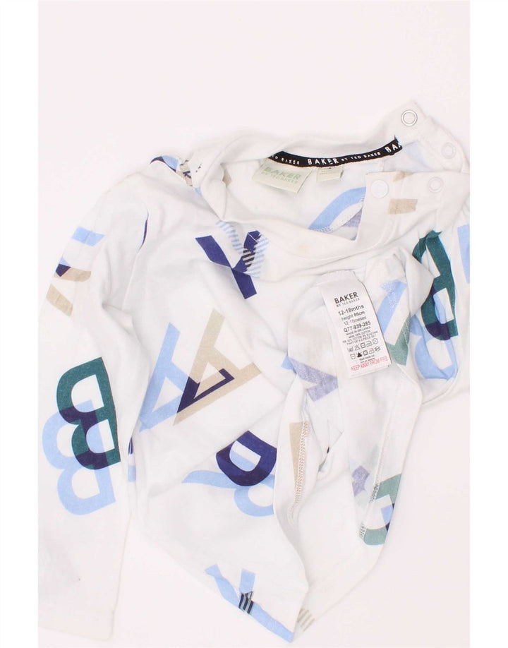 Camiseta gráfica Ted Baker para meninos, manga comprida, 12-18 meses, algodão branco