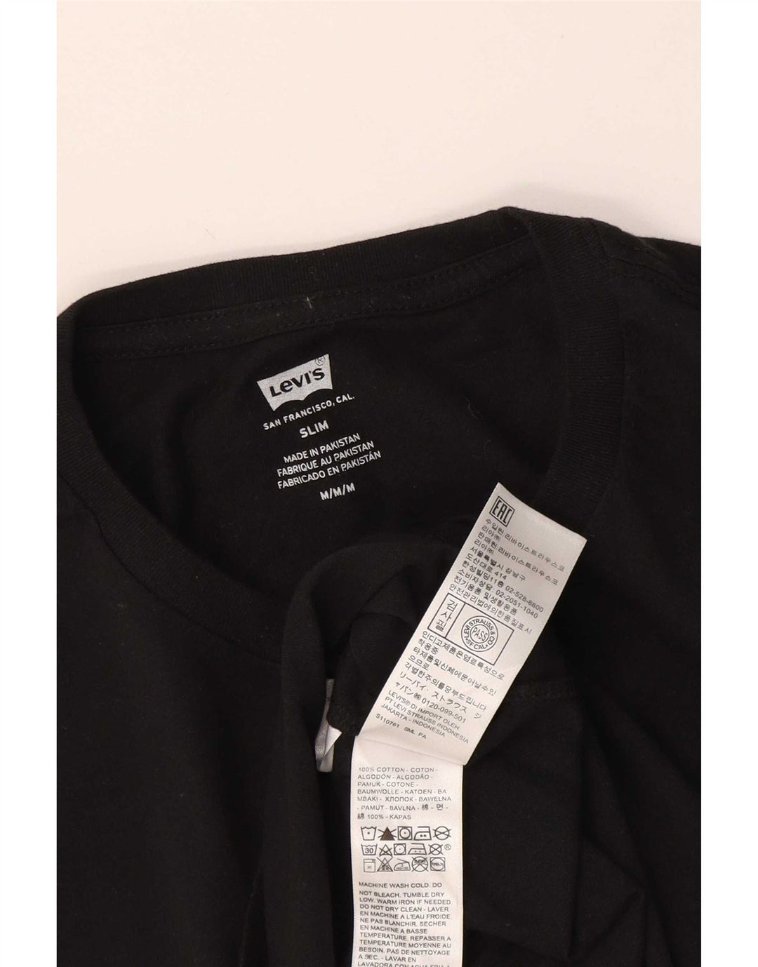 Camiseta Levi's Masculina Slim Top Médio Algodão Preto
