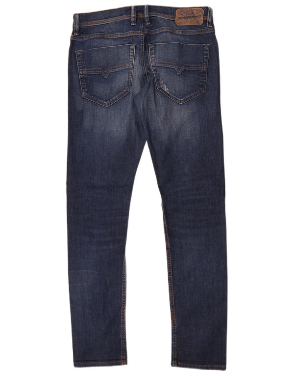 Diesel Mens Tepphar Distressed Carrot Slim Jeans W31 L32 Azul Algodão