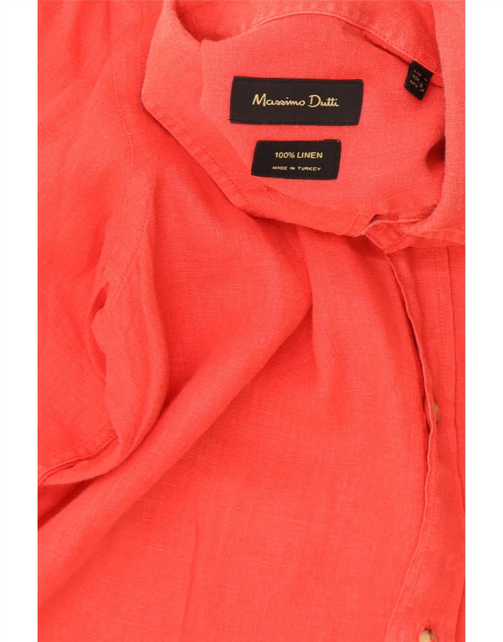 Camisa masculina Massimo Dutti de linho vermelho médio