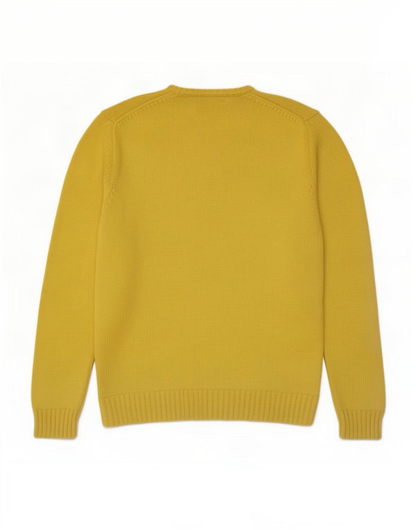 Suéter masculino Zara com decote em V grande algodão amarelo