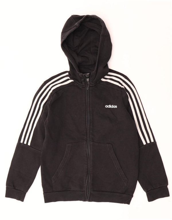 Suéter Adidas Boys Zip com capuz 11-12 anos algodão preto
