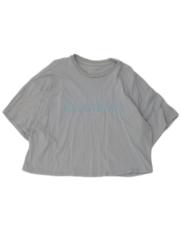 Camiseta feminina Billabong com estampa gráfica UK 14 algodão azul médio