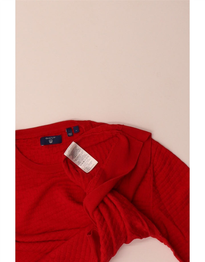 Suéter masculino GANT com gola redonda, grande algodão vermelho